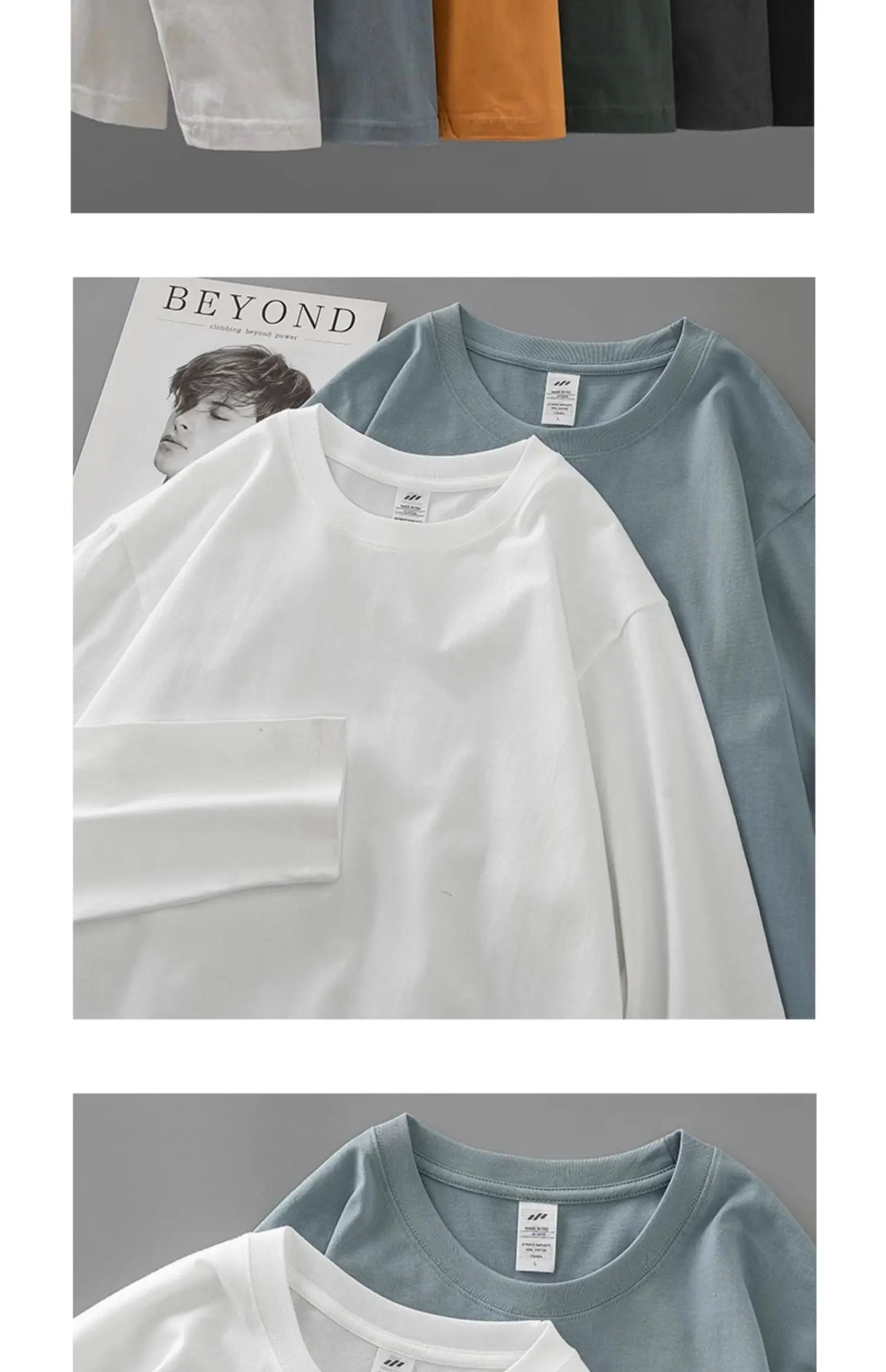 Mens Long Sleeve Tee - Breathable Cotton Crew Neck Shirt | Loose Fit Casual Tops - ZOOMNSTORE