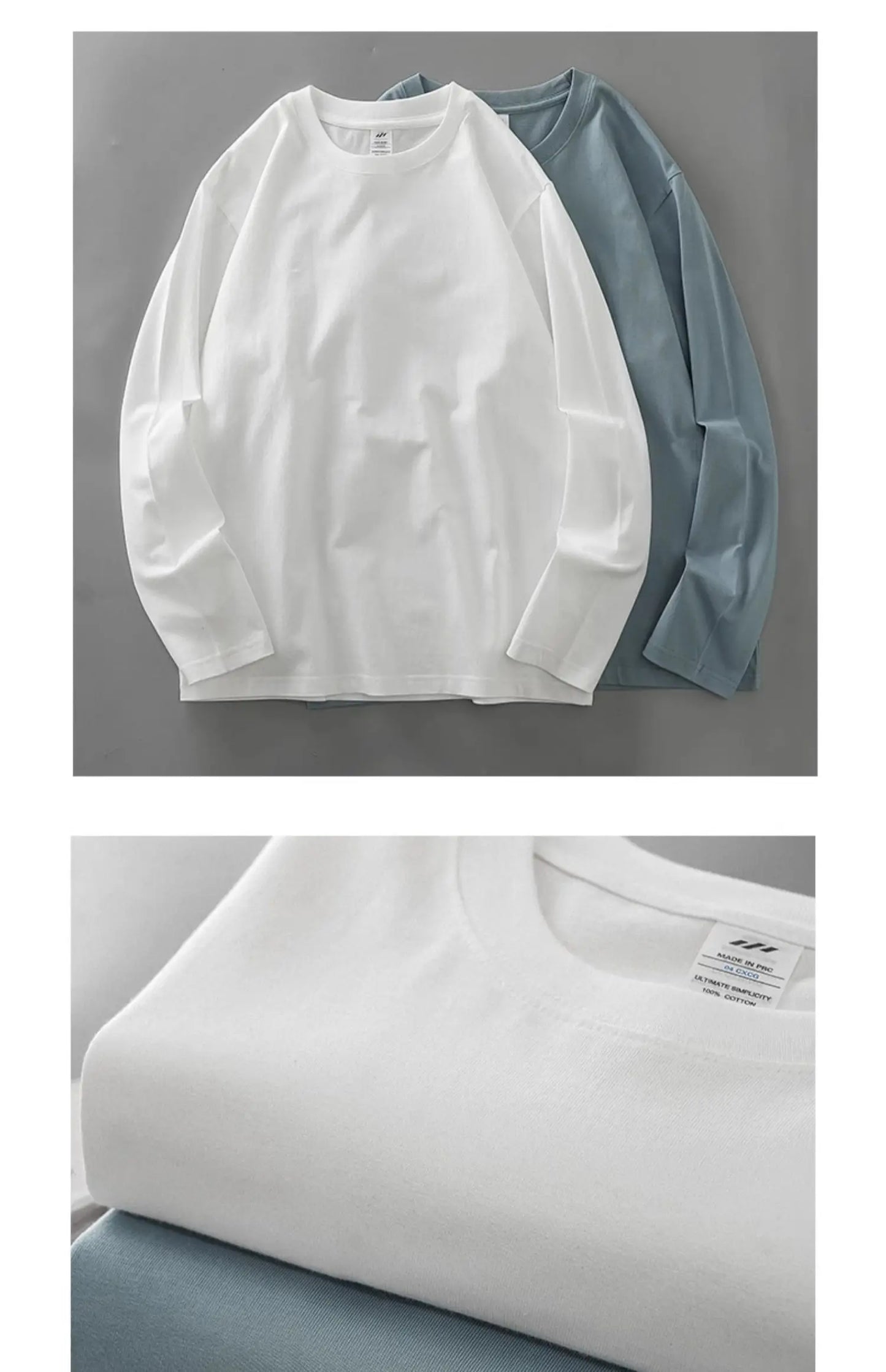 Mens Long Sleeve Tee - Breathable Cotton Crew Neck Shirt | Loose Fit Casual Tops - ZOOMNSTORE