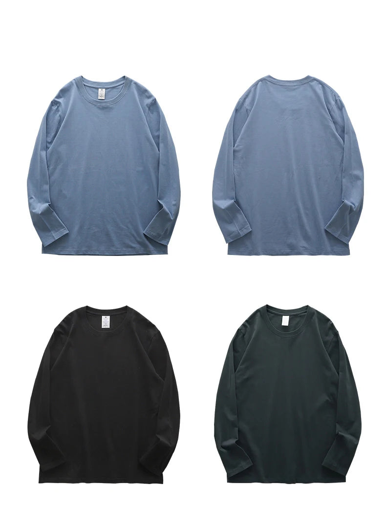 Mens Long Sleeve Tee - Breathable Cotton Crew Neck Shirt | Loose Fit Casual Tops - ZOOMNSTORE