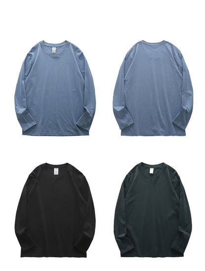 Mens Long Sleeve Tee - Breathable Cotton Crew Neck Shirt | Loose Fit Casual Tops - ZOOMNSTORE