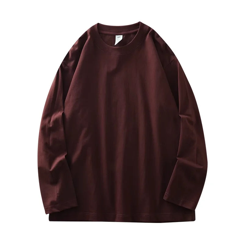 Mens Long Sleeve Tee - Breathable Cotton Crew Neck Shirt | Loose Fit Casual Tops - ZOOMNSTORE