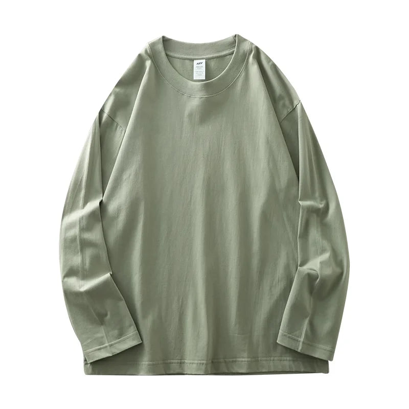 Mens Long Sleeve Tee - Breathable Cotton Crew Neck Shirt | Loose Fit Casual Tops - ZOOMNSTORE