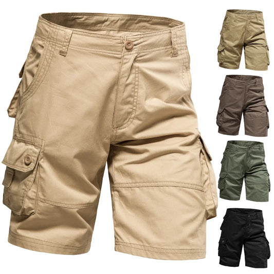 Mens Loose Multi-Pocket Summer Shorts - Comfortable Cotton Casual Beach Pants - ZOOMNSTORE