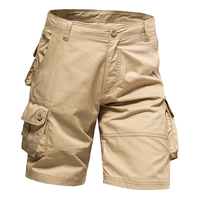 Mens Loose Multi-Pocket Summer Shorts - Comfortable Cotton Casual Beach Pants - ZOOMNSTORE