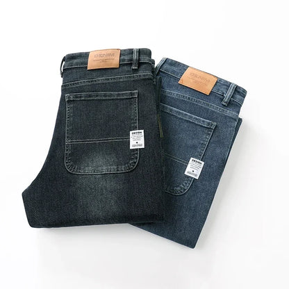 Mens Loose Straight Jeans - Comfortable Wide-Leg Business Casual Trousers - ZOOMNSTORE