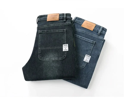 Mens Loose Straight Jeans - Comfortable Wide-Leg Business Casual Trousers - ZOOMNSTORE