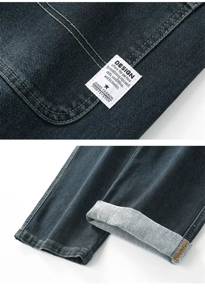 Mens Loose Straight Jeans - Comfortable Wide-Leg Business Casual Trousers - ZOOMNSTORE