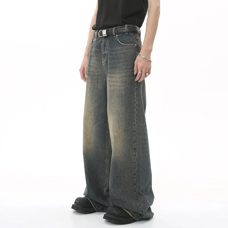 Mens Loose Wide Leg Denim Jeans - Casual Summer Trousers - ZOOMNSTORE