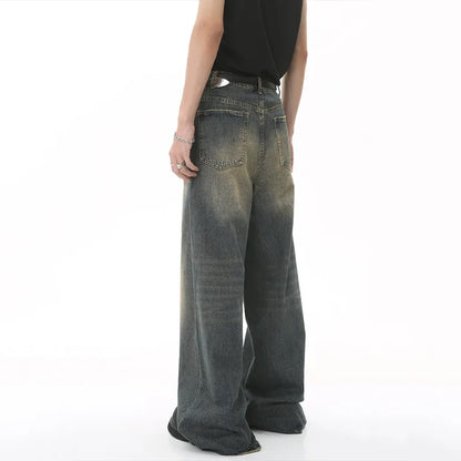 Mens Loose Wide Leg Denim Jeans - Casual Summer Trousers - ZOOMNSTORE