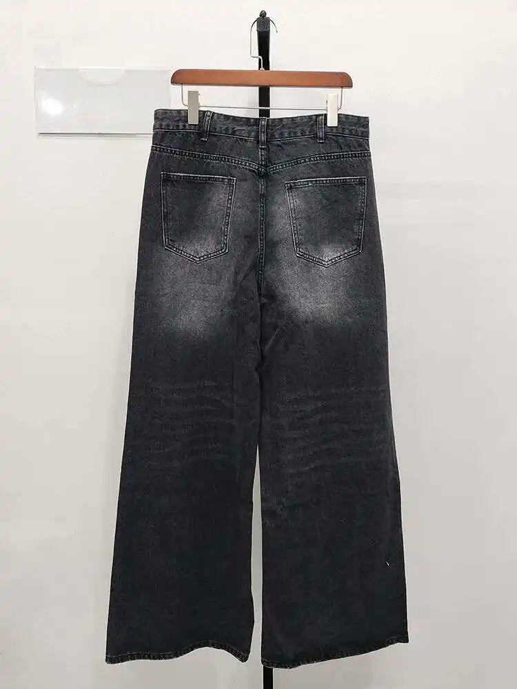 Mens Loose Wide Leg Denim Jeans - Casual Summer Trousers - ZOOMNSTORE