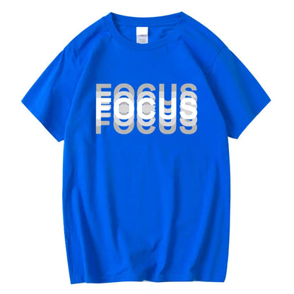 Mens Oversized Cotton T-Shirt - Casual Funny Focus Print Top - ZOOMNSTORE