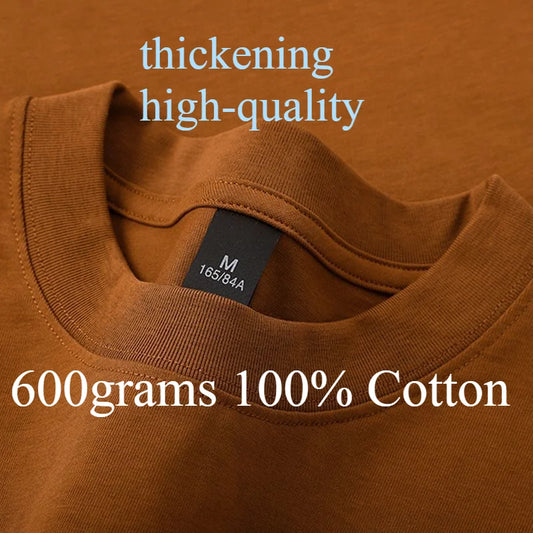 Mens Oversized Heavyweight Cotton T-Shirt - Casual Short Sleeve Top for Summer - ZOOMNSTORE