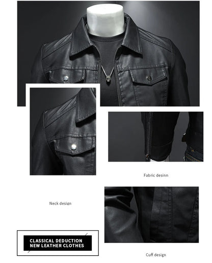 Mens Oversized PU Leather Motorcycle Jacket - Waterproof Winter Riding Suit - ZOOMNSTORE