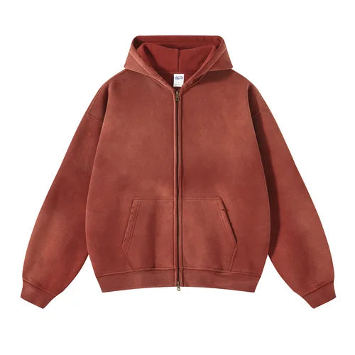 Mens Oversized Tie Dye Zip Up Hoodie - Plush Gradient Cardigan Sweatshirt - ZOOMNSTORE