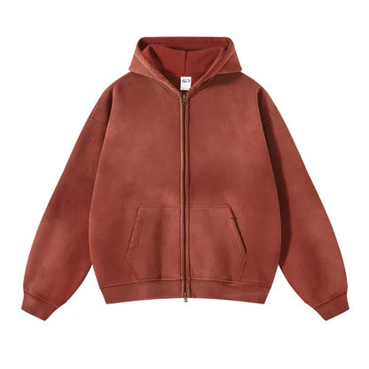 Mens Oversized Tie Dye Zip Up Hoodie - Plush Gradient Cardigan Sweatshirt - ZOOMNSTORE