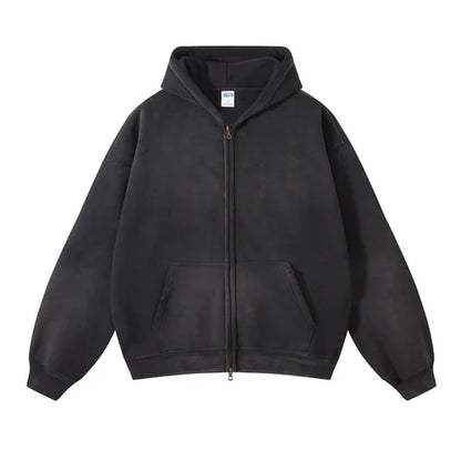 Mens Oversized Tie Dye Zip Up Hoodie - Plush Gradient Cardigan Sweatshirt - ZOOMNSTORE