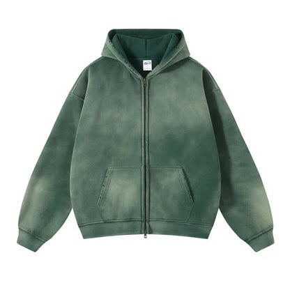 Mens Oversized Tie Dye Zip Up Hoodie - Plush Gradient Cardigan Sweatshirt - ZOOMNSTORE