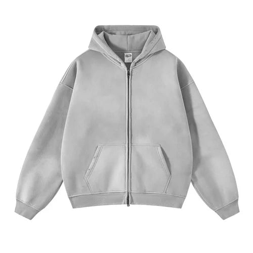Mens Oversized Tie Dye Zip Up Hoodie - Plush Gradient Cardigan Sweatshirt - ZOOMNSTORE