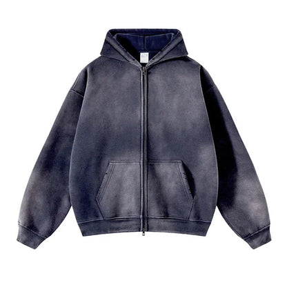 Mens Oversized Tie Dye Zip Up Hoodie - Plush Gradient Cardigan Sweatshirt - ZOOMNSTORE