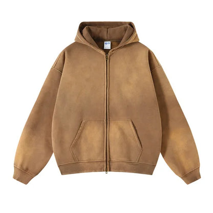 Mens Oversized Tie Dye Zip Up Hoodie - Plush Gradient Cardigan Sweatshirt - ZOOMNSTORE