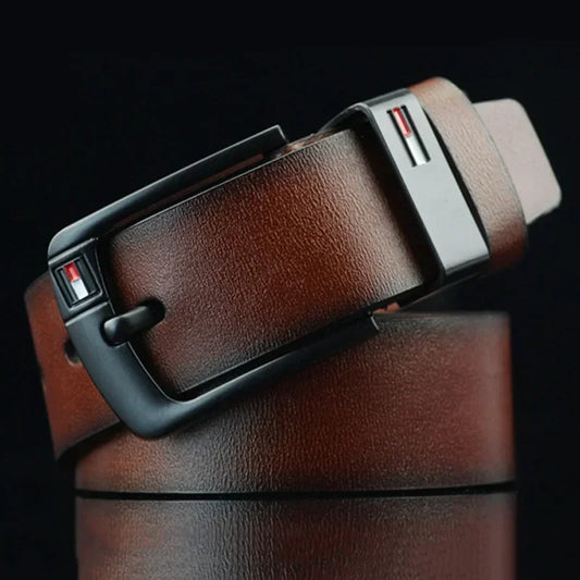 Mens PU Leather Belt - Luxury Brand Classic Alloy Buckle for Jeans - ZOOMNSTORE