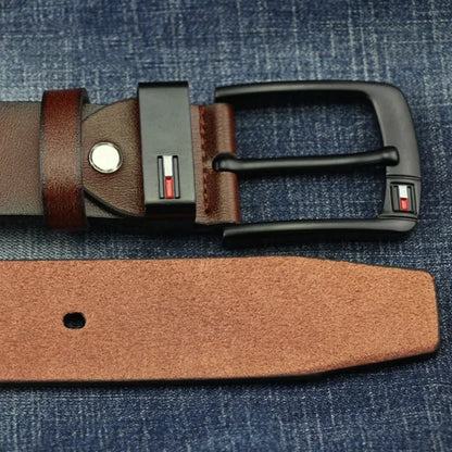 Mens PU Leather Belt - Luxury Brand Classic Alloy Buckle for Jeans - ZOOMNSTORE