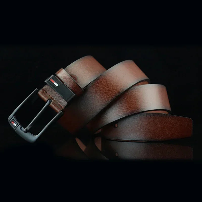 Mens PU Leather Belt - Luxury Brand Classic Alloy Buckle for Jeans - ZOOMNSTORE