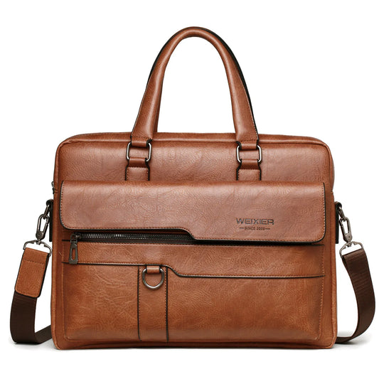 Mens PU Leather Briefcase - High Quality Business Messenger Bag for 14 Laptop - ZOOMNSTORE