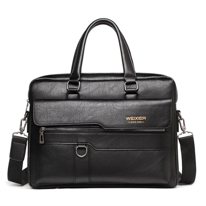 Mens PU Leather Briefcase - High Quality Business Messenger Bag for 14 Laptop - ZOOMNSTORE
