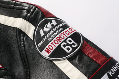 Mens PU Leather Motorcycle Racing Jacket - Stylish Biker Gear - ZOOMNSTORE