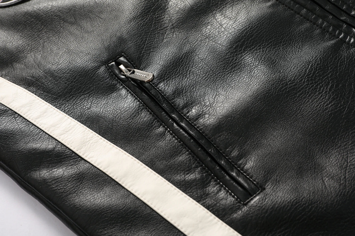 Mens PU Leather Motorcycle Racing Jacket - Stylish Biker Gear - ZOOMNSTORE