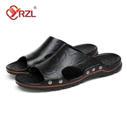 Mens PU Leather Sandals - Lightweight EVA Summer Slippers - ZOOMNSTORE