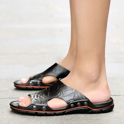 Mens PU Leather Sandals - Lightweight EVA Summer Slippers - ZOOMNSTORE