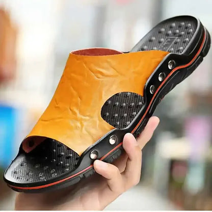 Mens PU Leather Sandals - Lightweight EVA Summer Slippers - ZOOMNSTORE