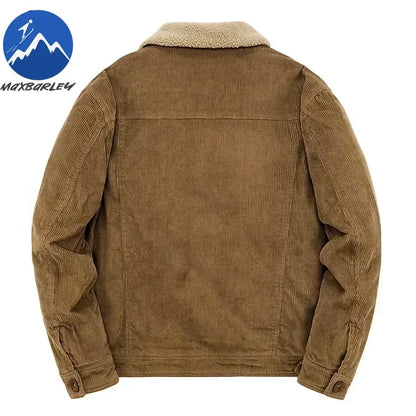 Mens Padded Corduroy Parka Jacket - Warm Windbreaker with Fur Collar - ZOOMNSTORE