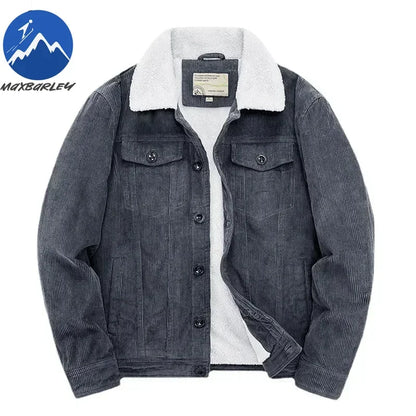 Mens Padded Corduroy Parka Jacket - Warm Windbreaker with Fur Collar - ZOOMNSTORE