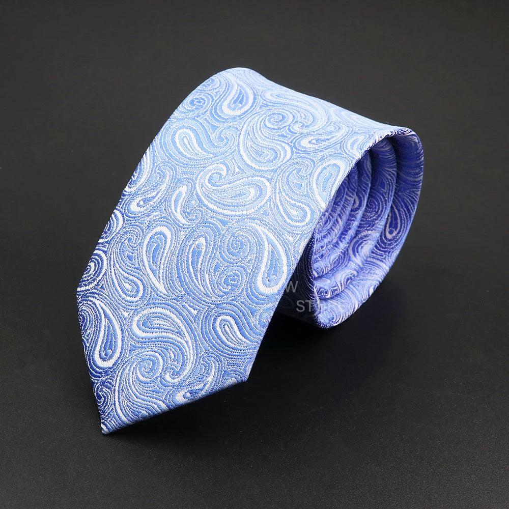 Mens Paisley Necktie - Grey Brown Green Wedding  Business Tie - ZOOMNSTORE