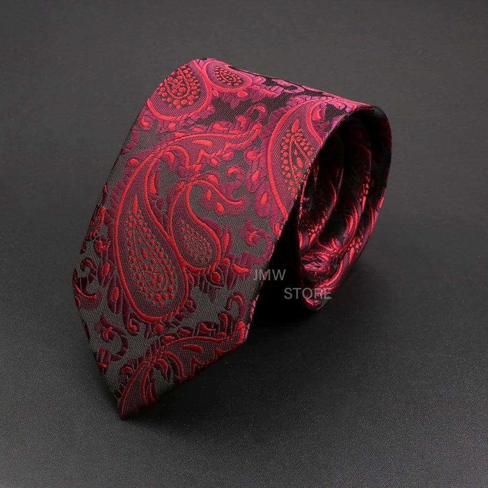 Mens Paisley Necktie - Grey Brown Green Wedding  Business Tie - ZOOMNSTORE