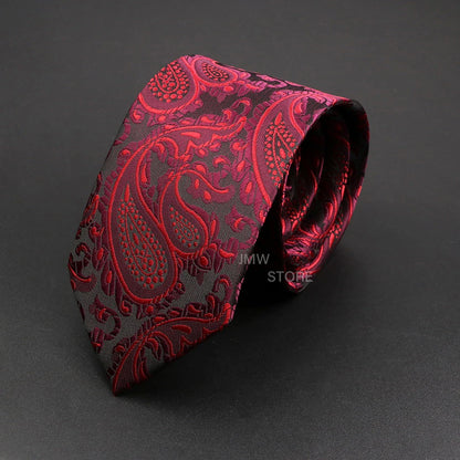 Mens Paisley Necktie - Grey Brown Green Wedding  Business Tie - ZOOMNSTORE