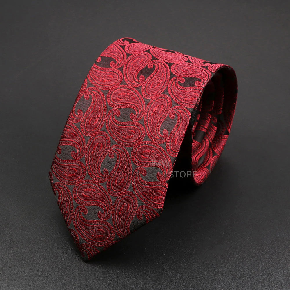 Mens Paisley Necktie - Grey Brown Green Wedding  Business Tie - ZOOMNSTORE