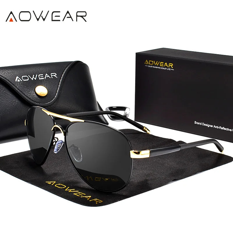Mens Polarized Aviation Sunglasses - HD Driving Pilot Sun Glasses - ZOOMNSTORE