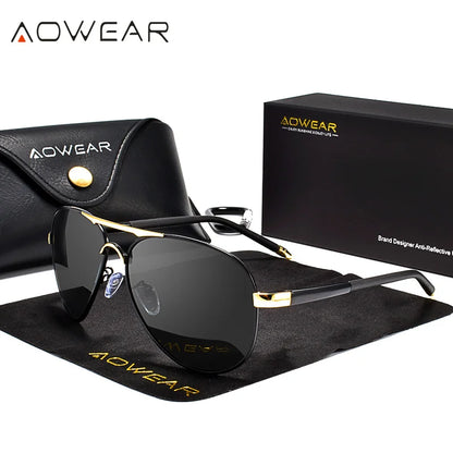 Mens Polarized Aviation Sunglasses - HD Driving Pilot Sun Glasses - ZOOMNSTORE