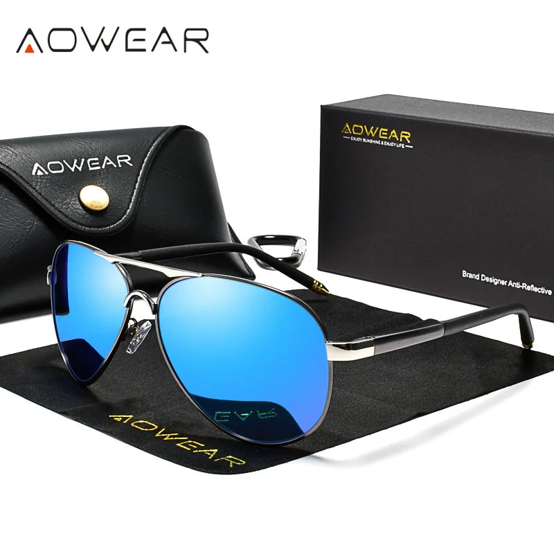Mens Polarized Aviation Sunglasses - HD Driving Pilot Sun Glasses - ZOOMNSTORE