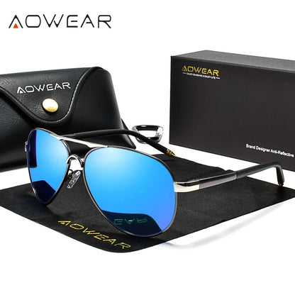 Mens Polarized Aviation Sunglasses - HD Driving Pilot Sun Glasses - ZOOMNSTORE