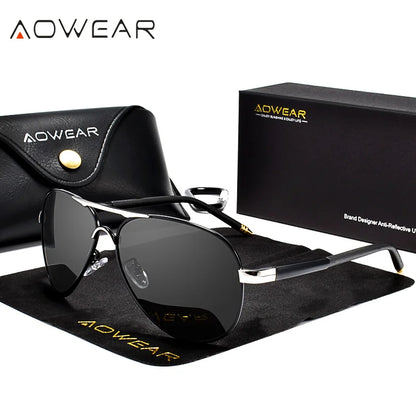 Mens Polarized Aviation Sunglasses - HD Driving Pilot Sun Glasses - ZOOMNSTORE