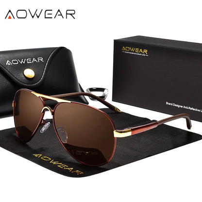 Mens Polarized Aviation Sunglasses - HD Driving Pilot Sun Glasses - ZOOMNSTORE