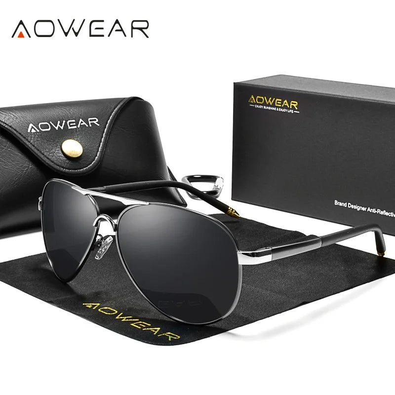 Mens Polarized Aviation Sunglasses - HD Driving Pilot Sun Glasses - ZOOMNSTORE
