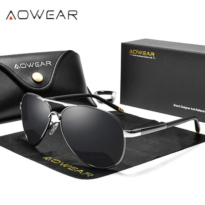 Mens Polarized Aviation Sunglasses - HD Driving Pilot Sun Glasses - ZOOMNSTORE