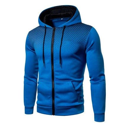 Mens Polka Dot Zip Up Hoodie - Casual Slim Fit Sweatshirt for Spring  Autumn - ZOOMNSTORE