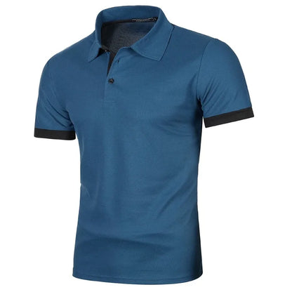Mens Lightweight Short Sleeve Polo Shirt - Solid Color Streetwear for Summer Sports - ZOOMNSTORE